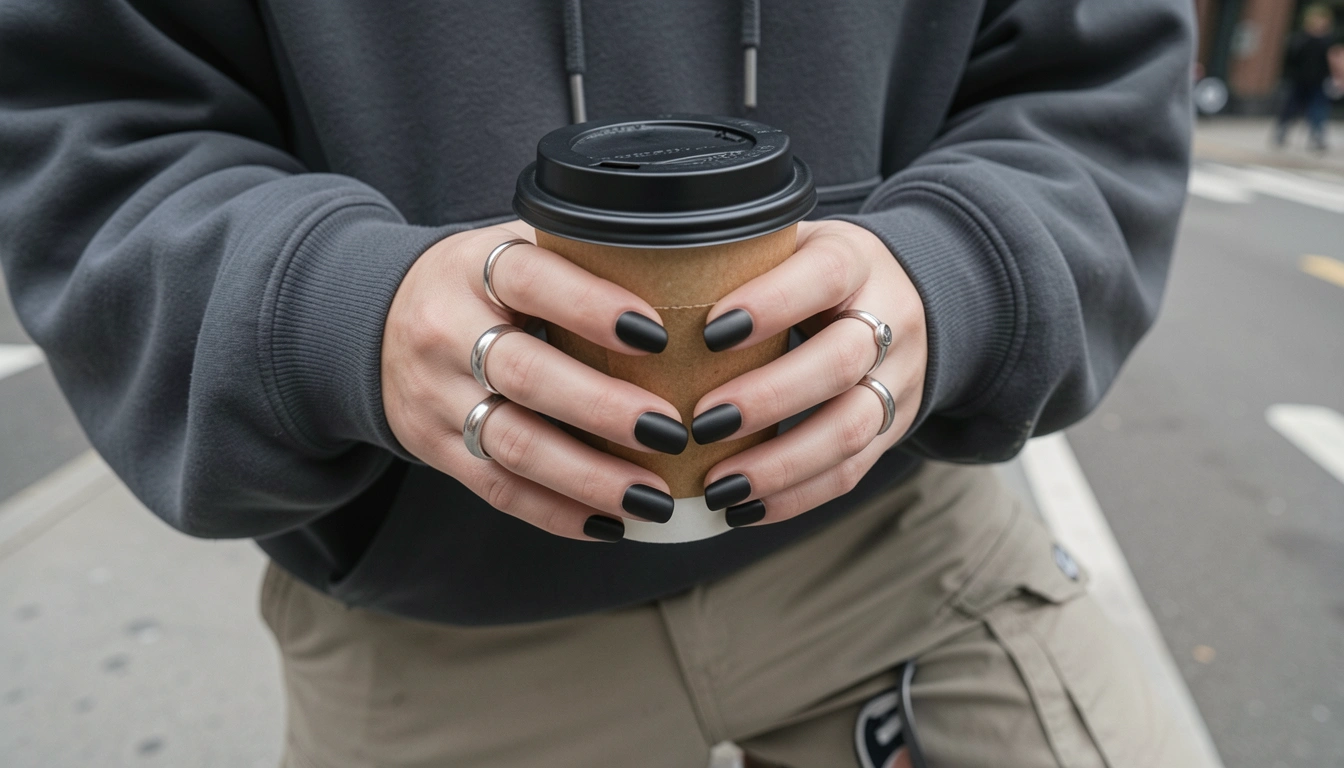 9 Dark Street Style Black Nails To Wear This Season