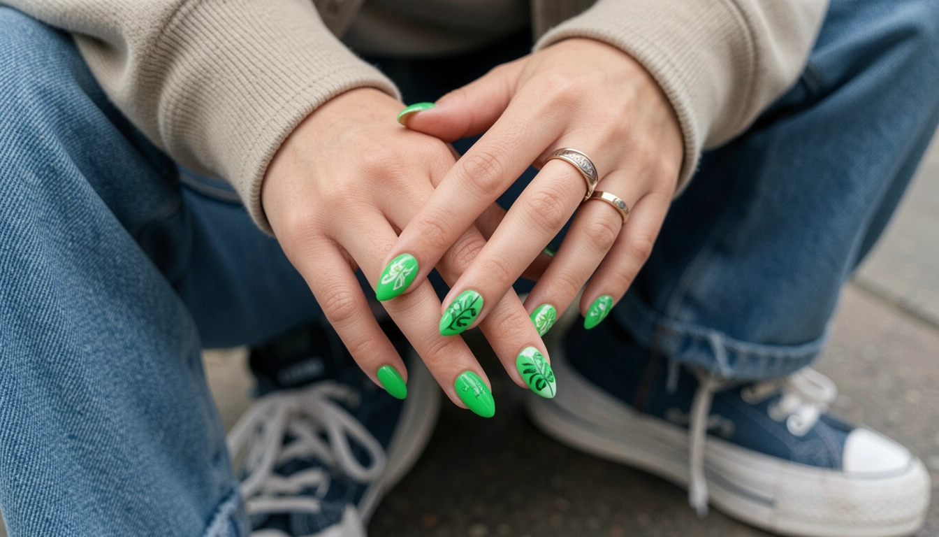 15 Vibrant Street Style Green Nails Worth Trying